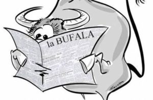 Immagine: vignetta satirica di una bufala (animale), rappresentante le fake news.