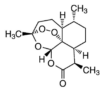 Struttura chimica della molecola artemisinina