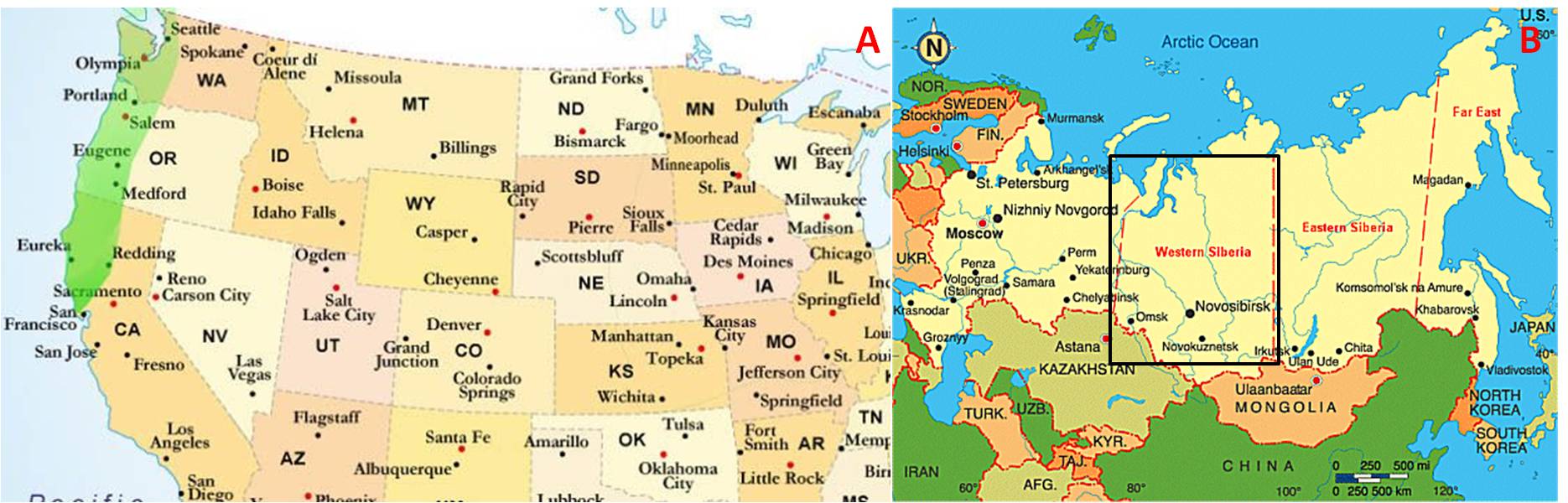 Figura 2 – Epidemiologia della nanofietiasi negli Stati Uniti d’America (A) e in Russia (B)