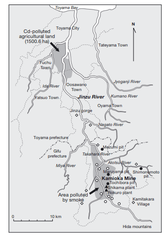 fiume jinzu e regioni inquinate