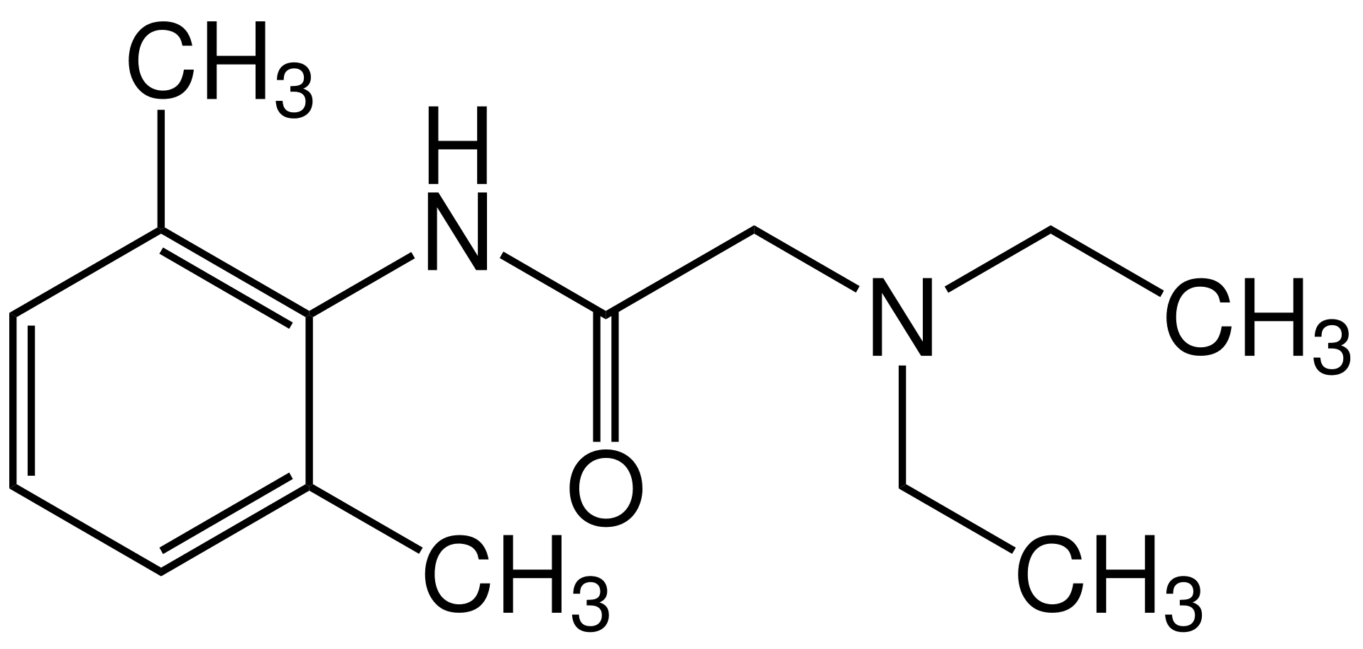 struttura chimica della lidocaina