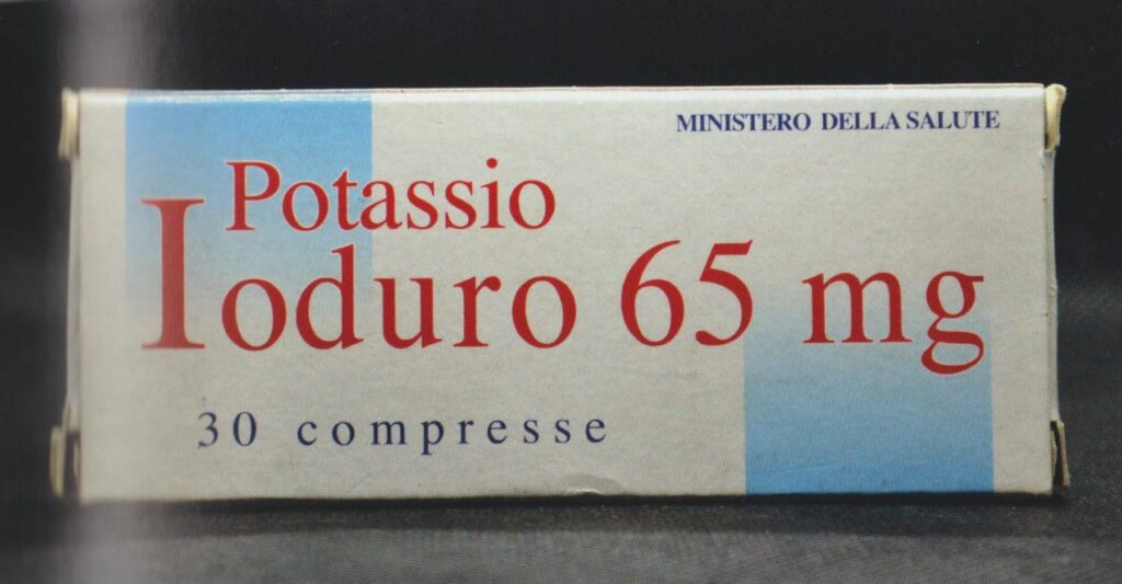 Confezione di compresse di potassio ioduro distribuite dopo il disastro di Chernobyl.