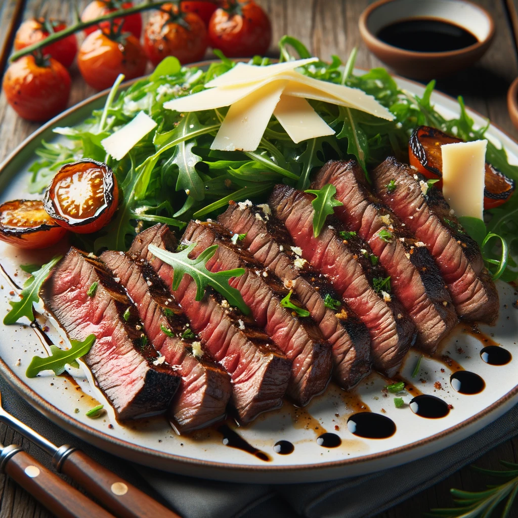 Tagliata di Manzo con Rucola e Grana