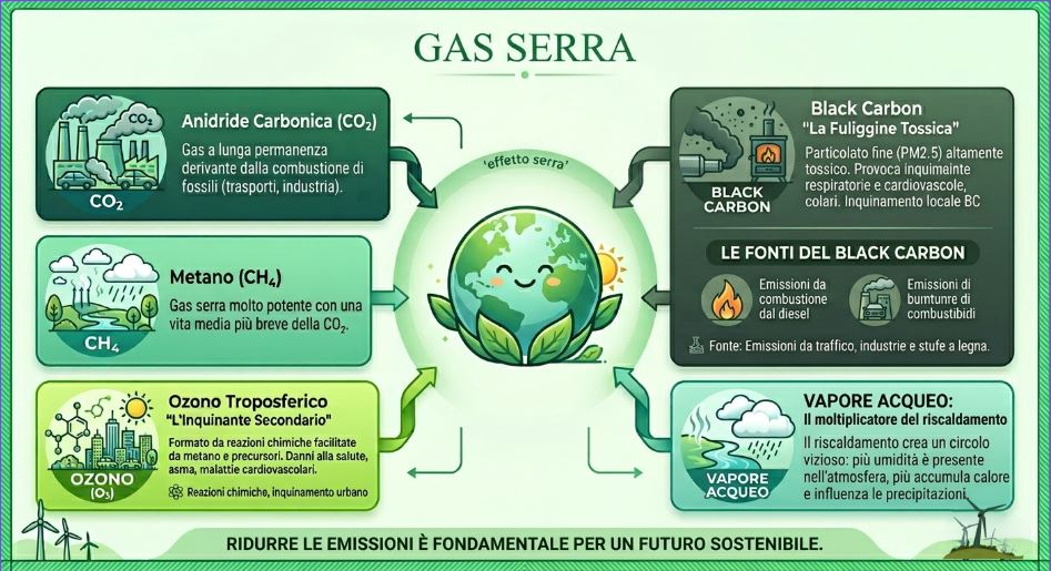 Figura 1 - Infografica sui gas serra. [A cura della'autrice]