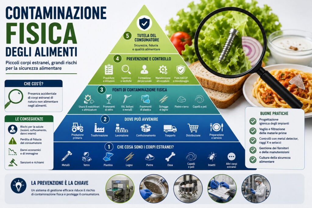 Principali sistemi di prevenzione e rilevazione della contaminazione fisica degli alimenti lungo la filiera agroalimentare.