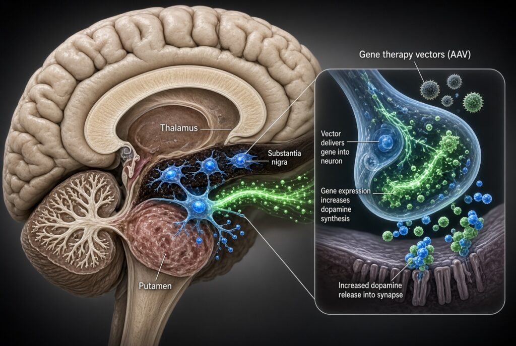 Parkinson: la terapia genica che fa produrre dopamina al cervello