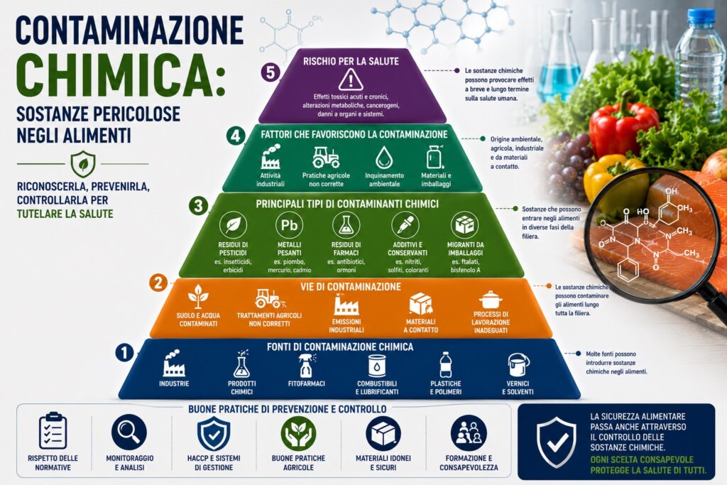 Principali contaminanti chimici degli alimenti, origine e matrici alimentari maggiormente coinvolte.